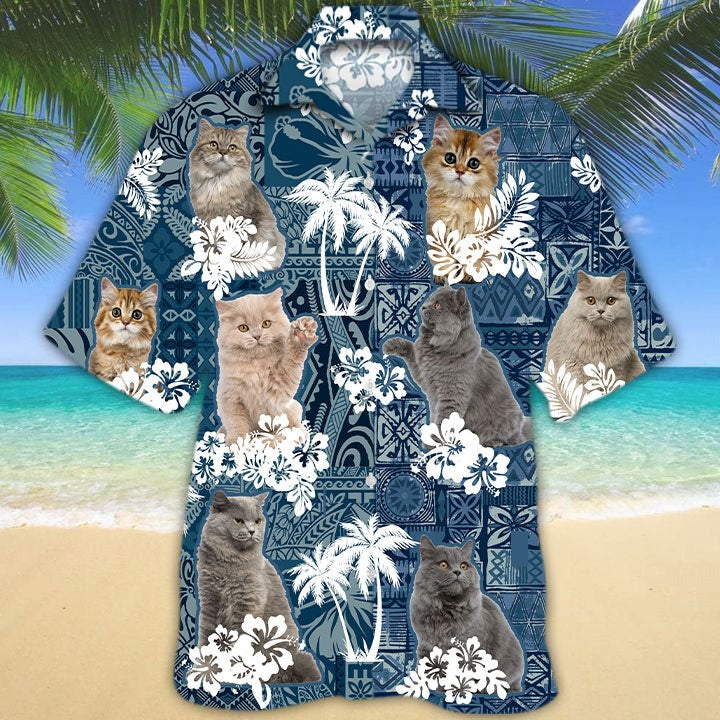 British Longhair Hawaiian Shirt For Cat Lovers, Cat In Hawaiian Shirt, 3D Full Print Animal Hawaii Beach Shirts