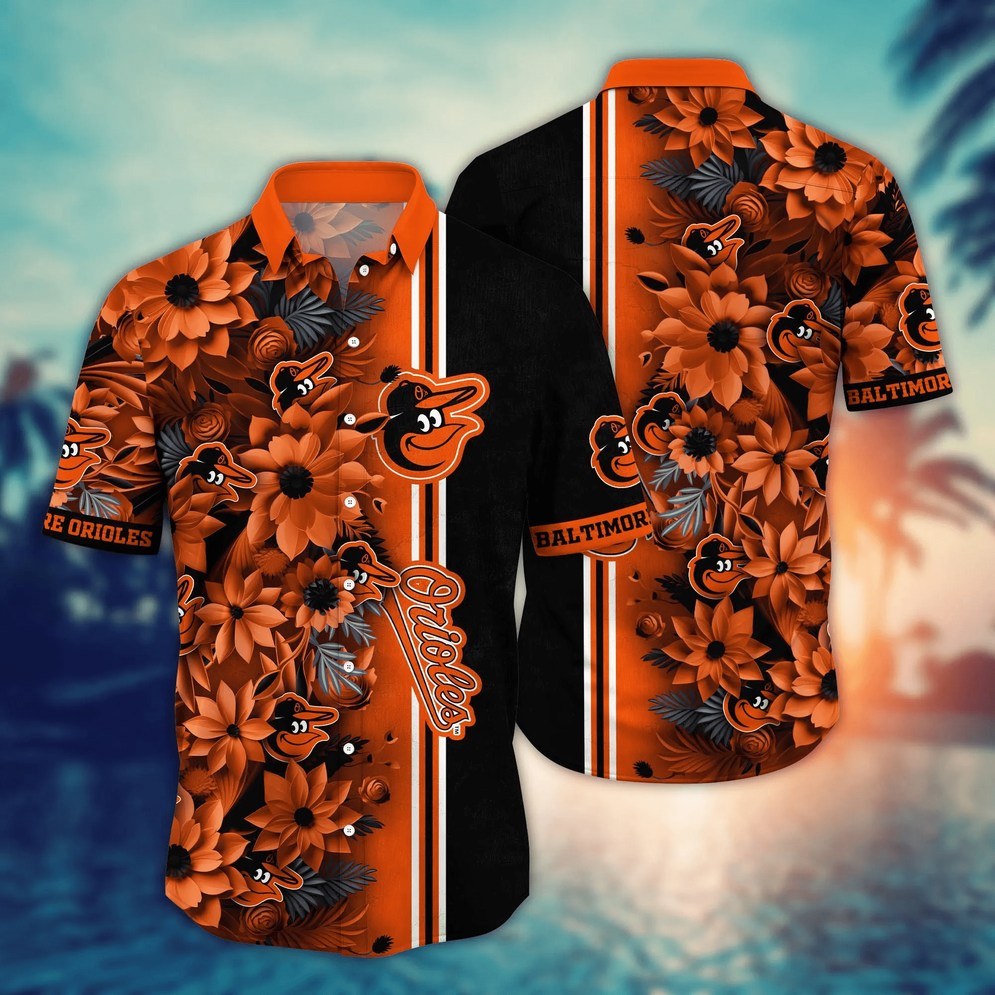 Baltimore Orioles Mlb Hawaiian Shirt Custom Sundown Aloha Shirt