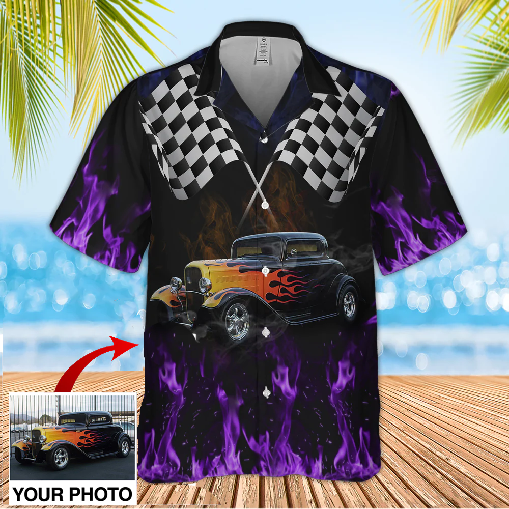 Custom Image Hot Rod Hawaiian Shirt, Car Fire Hawaiian Shirt For Men, Idea Shirt For Summer