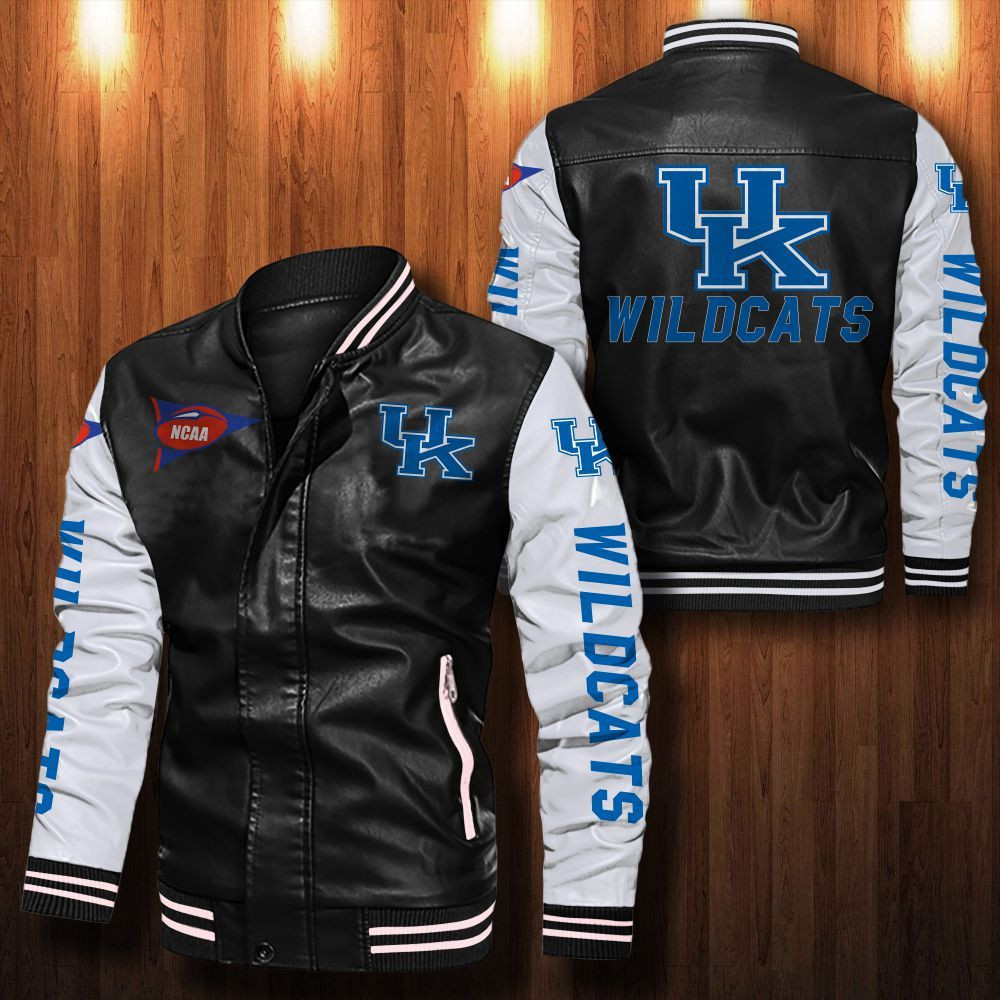 Kentucky Wildcats Leather Varsity Jacket Bomber Coat