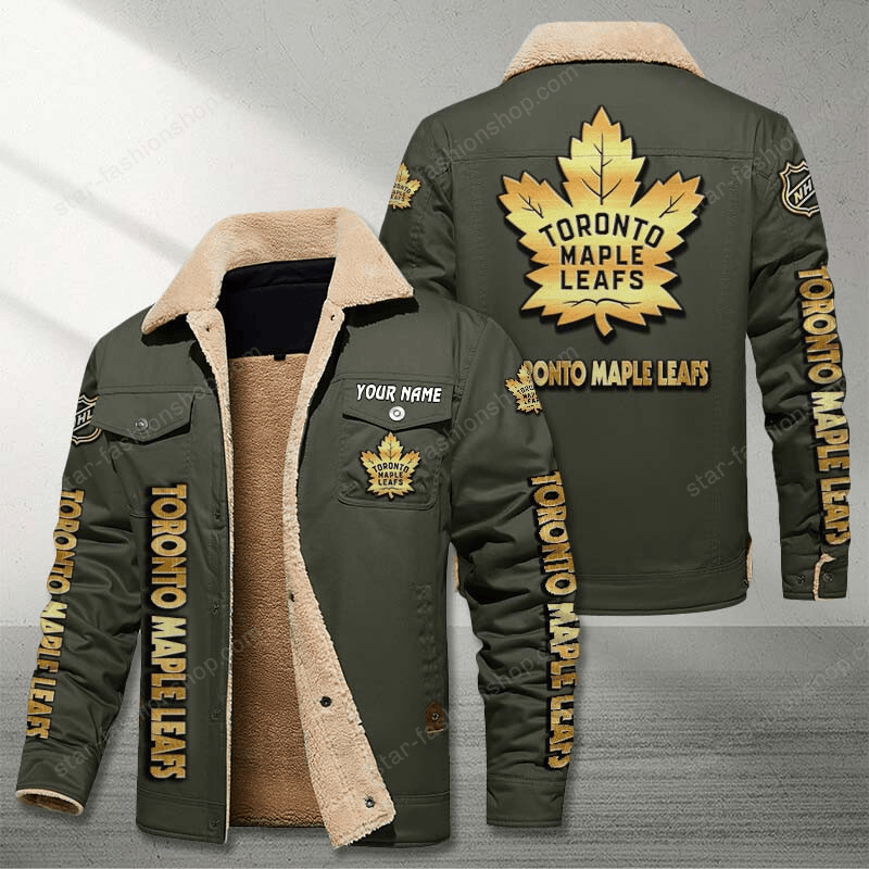 Toronto Maple Leafs Green Custom Name Stand Collar Jacket