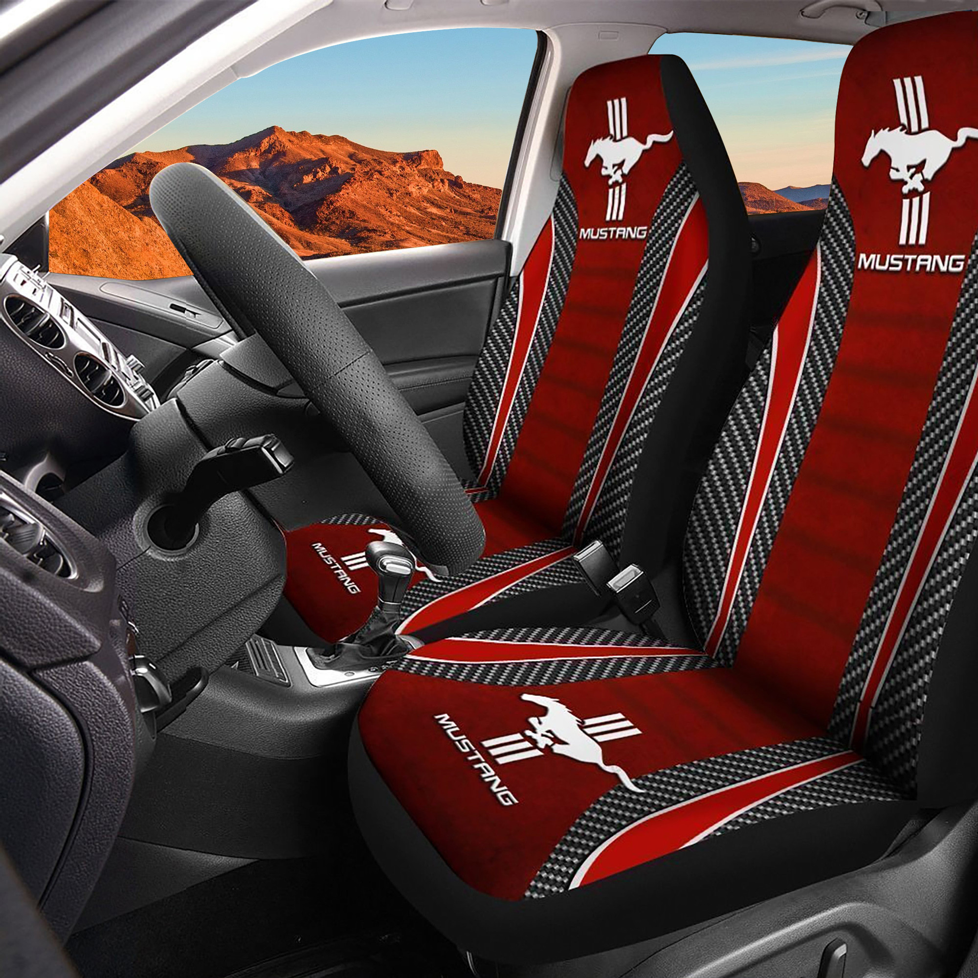 Mustang-Logo Car Seat Cover Set (Red) CSC7847