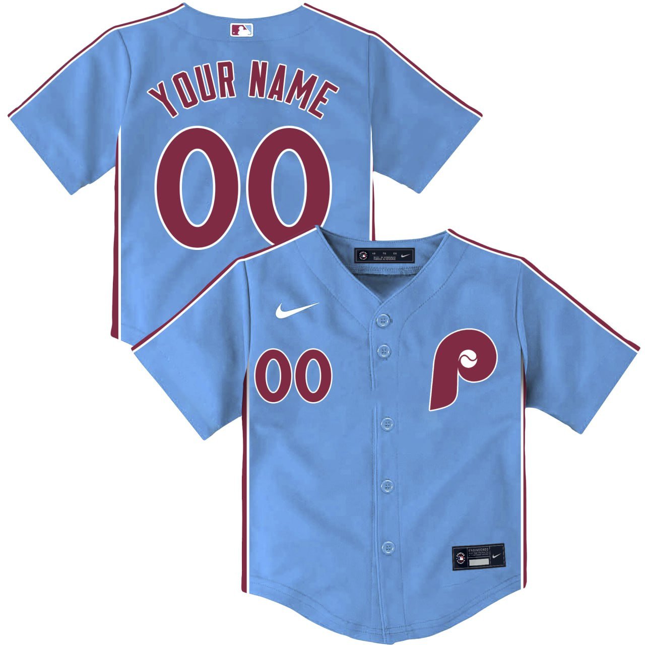 Toddler’S Philadelphia Phillies Baby Blue Custom Jersey – All Stitched