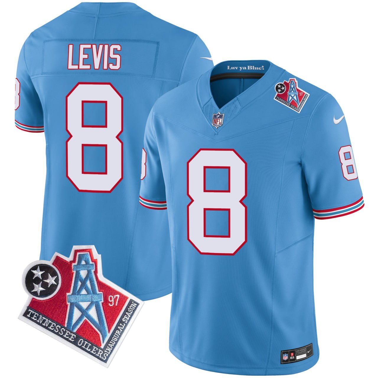 Will Levis Tennessee Titans Oilers Throwback Light Blue Jersey – All ...