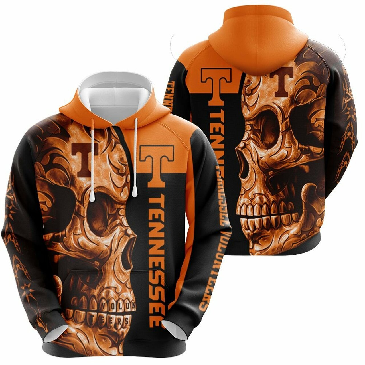 Tennessee Volunteers Ncaa Skull 3D T Shirt Hoodie Sweater Jersey Hoodie Model A24716