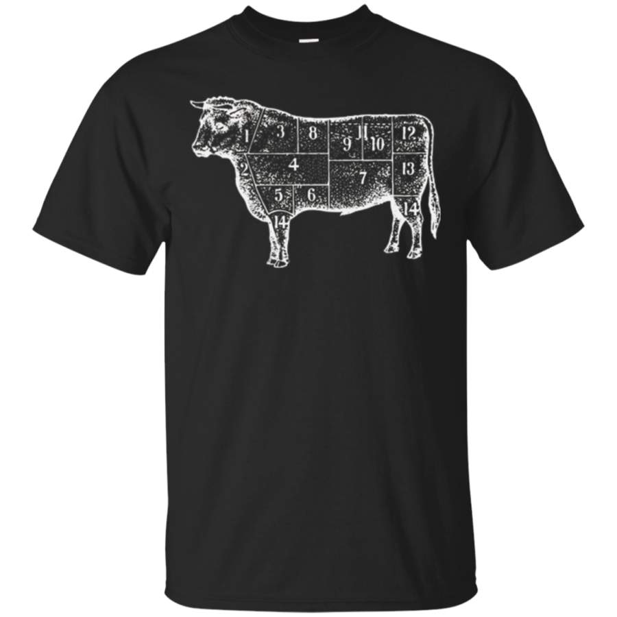 AGR Vintage Cuts Of Beef Butcher Tshirt For Grilling