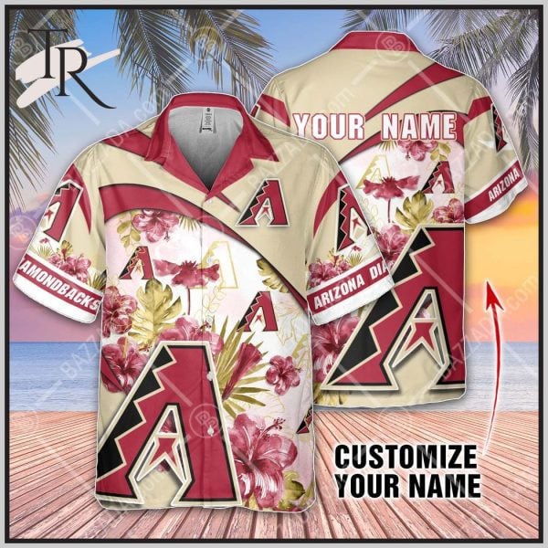Custom Name Mlb Arizona Diamondbacks Red And Sand 3D Hawaiian Shirt