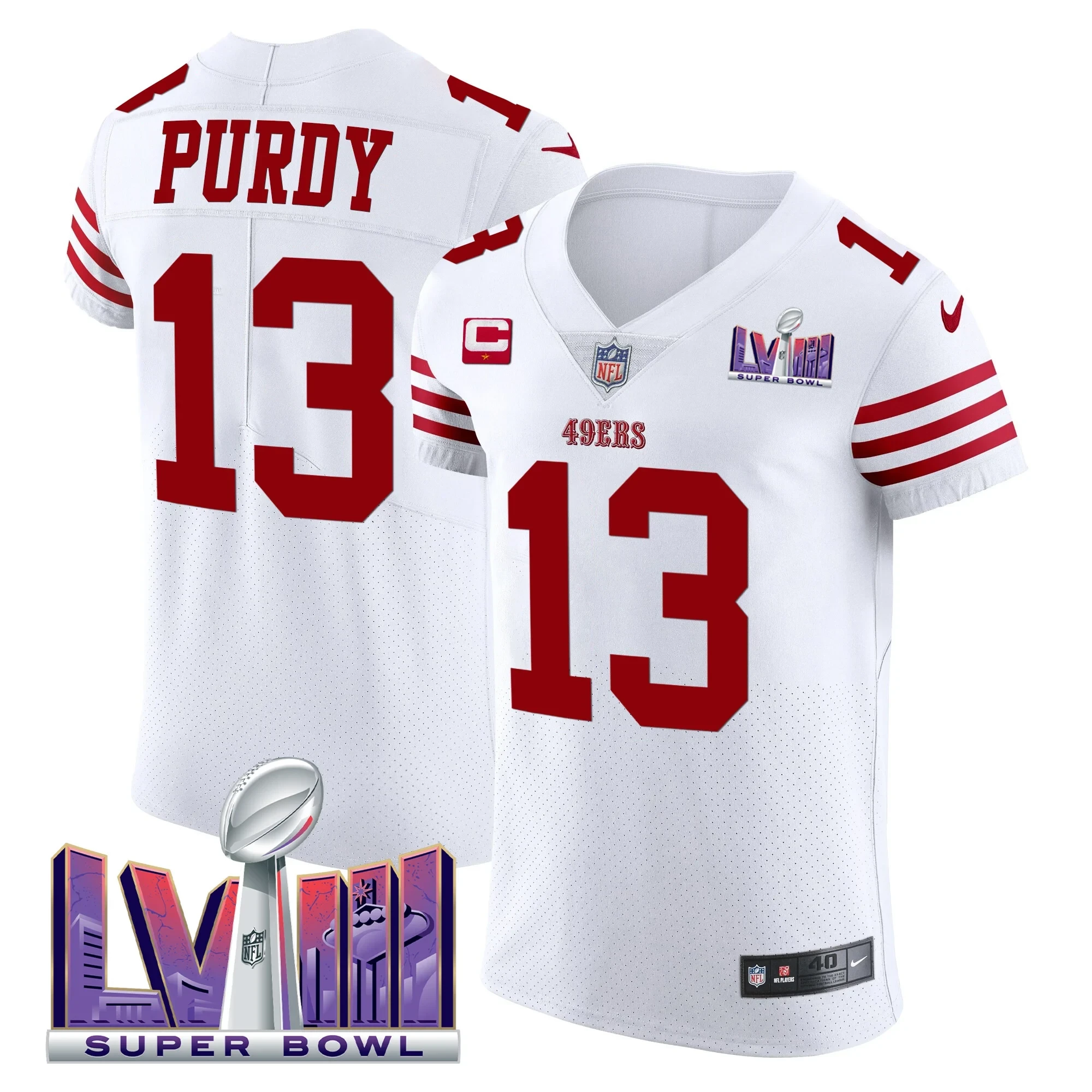 Brock Purdy San Francisco 49Ers Super Bowl Lviii White Jersey – All Stitched