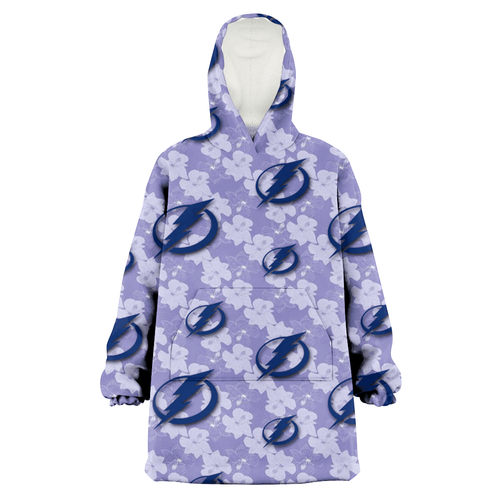 Tampa Bay Lightning Light Purple Hibiscus Pattern Stripe Powder Purple 3D Printed Hoodie Blanket Snug Hoodie