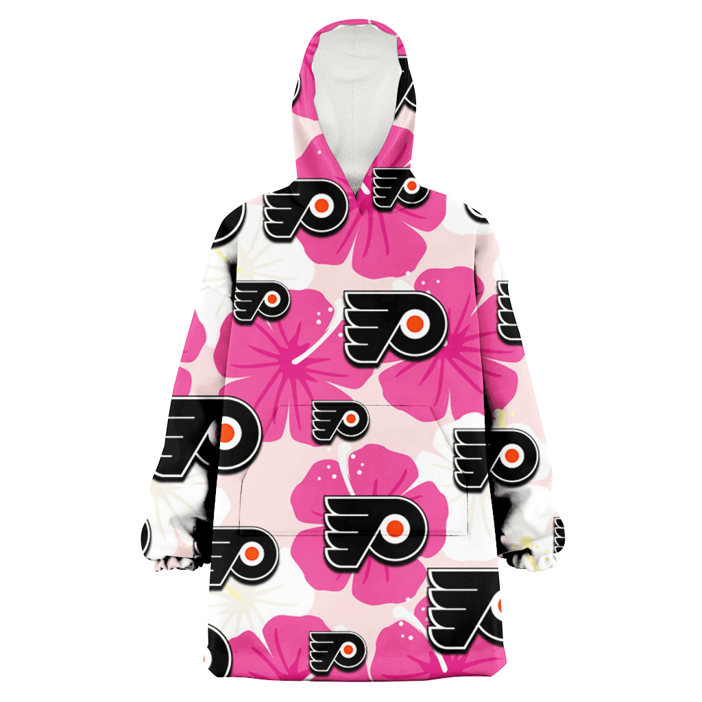 Philadelphia Flyers Pink White Hibiscus Misty Rose Background 3D Printed Hoodie Blanket Snug Hoodie