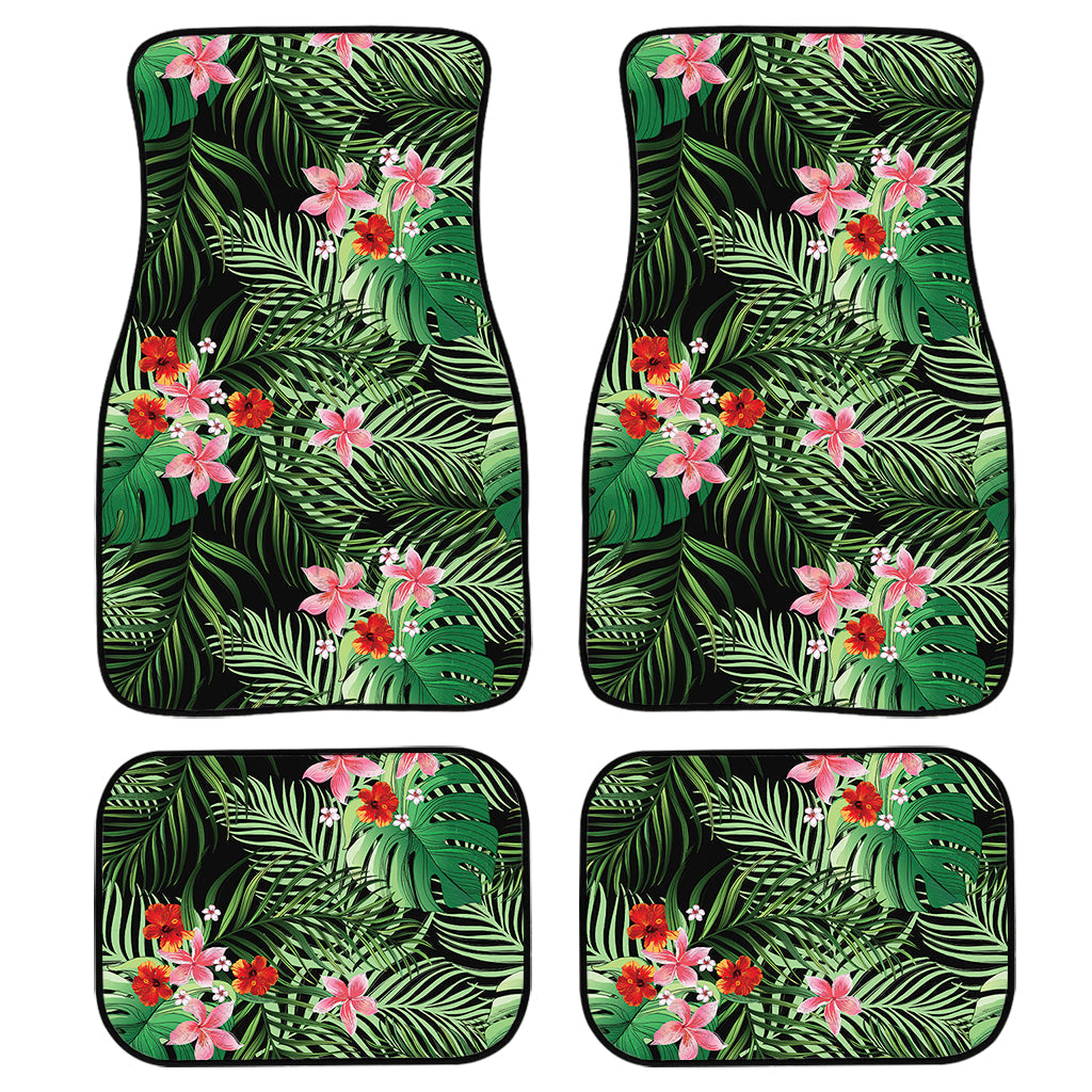 Palm Hawaiian Tropical Pattern Print Front And Back Car Floor Mats, Front Car Mat