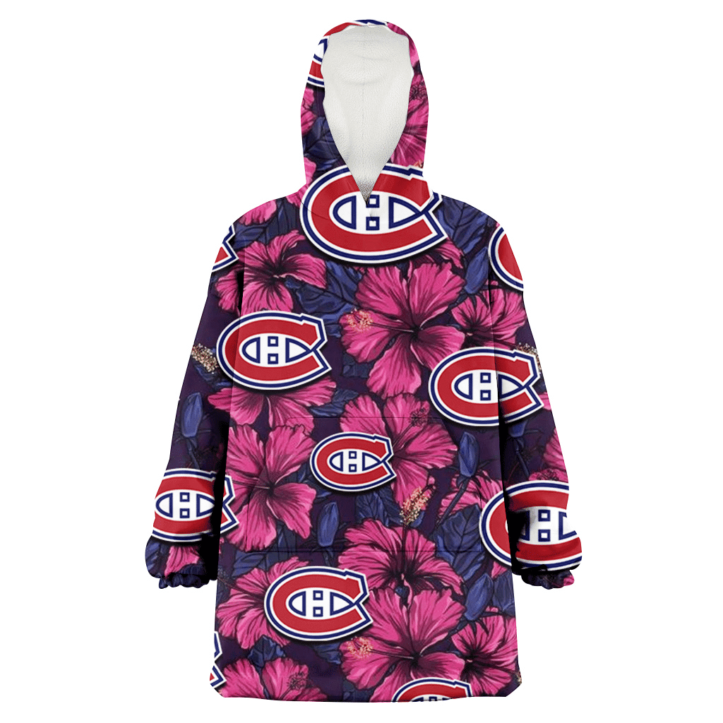 Montreal Canadiens Violet Red Blue Leaf Black Background 3D Printed Hoodie Blanket Snug Hoodie