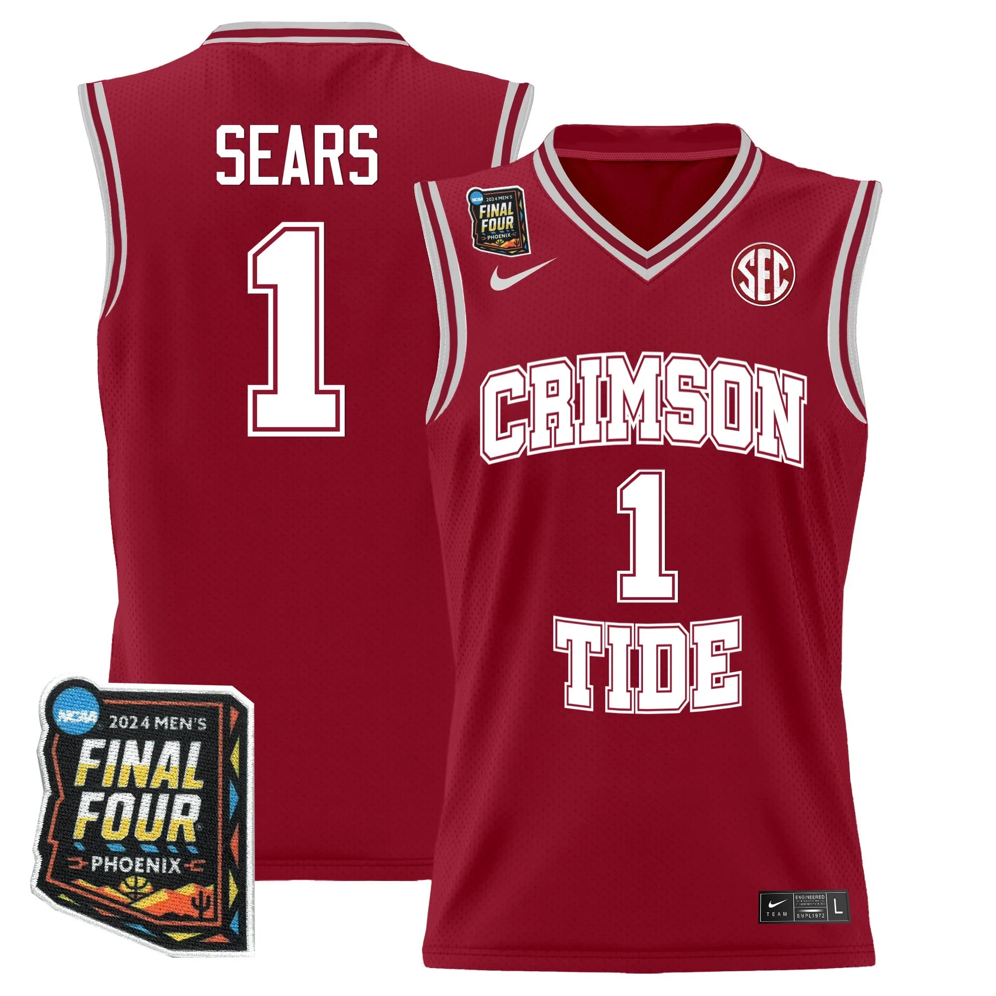 Alabama Crimson Tide Mark Sears Final Four Crimson Jersey – All Stitched