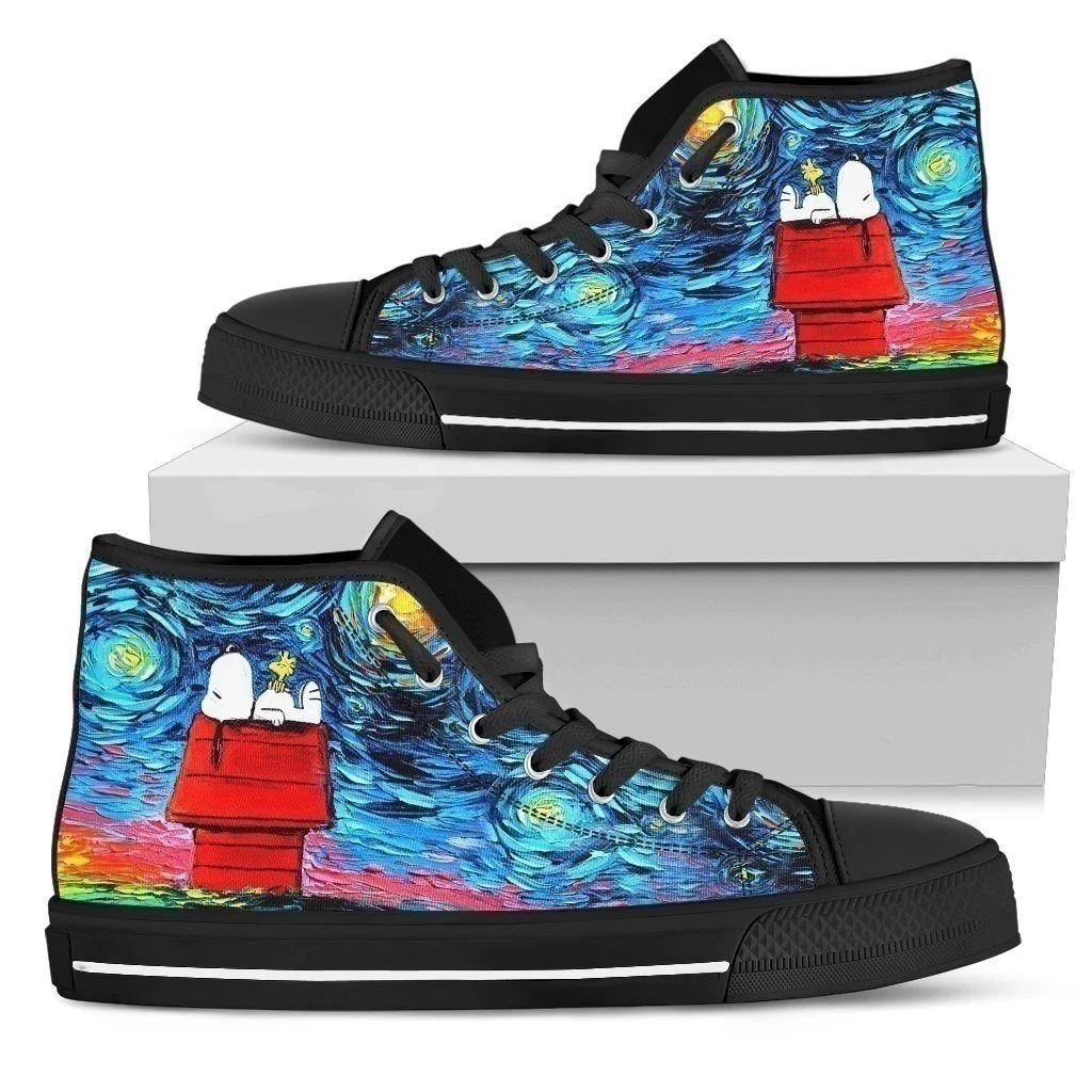 Snoopy Sleeping Starry Night Sneakers High Top Shoes High Top Shoes Va95 Fashion24Hs