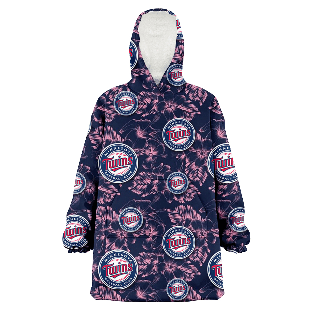 Minnesota Twins Thistle Sketch Hibiscus Dark Slate Blue Background 3D Printed Hoodie Blanket Snug Hoodie