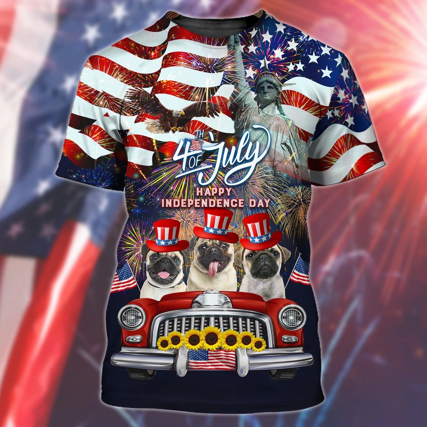 Pug American Hawaiian Shirt – Independence Day Is Coming- 3D Full Print Hoodie Bomber 4Th Of July Tee Shirts