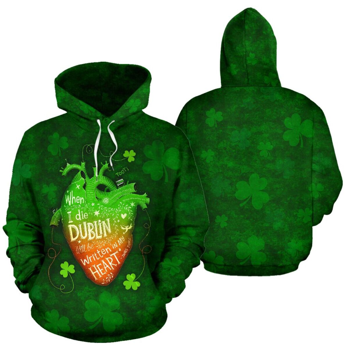 Irish Heart Full Hoodie Irish All Over Print Thicken Pullover Fleece Hoodie