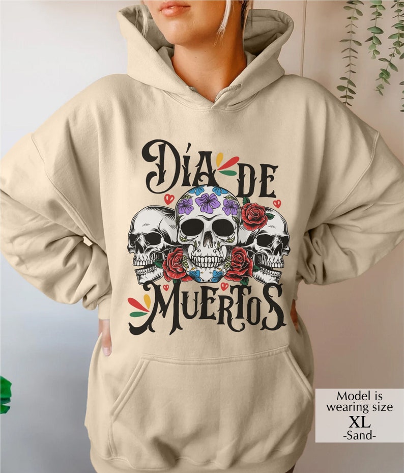 Dia De Muertos Hoodie, Halloween Hooded Sweatshirt, Day Of The Death Sweatshirt, Mexican Sweatshirt, Flower Skull Sweatshirt #CZ00553