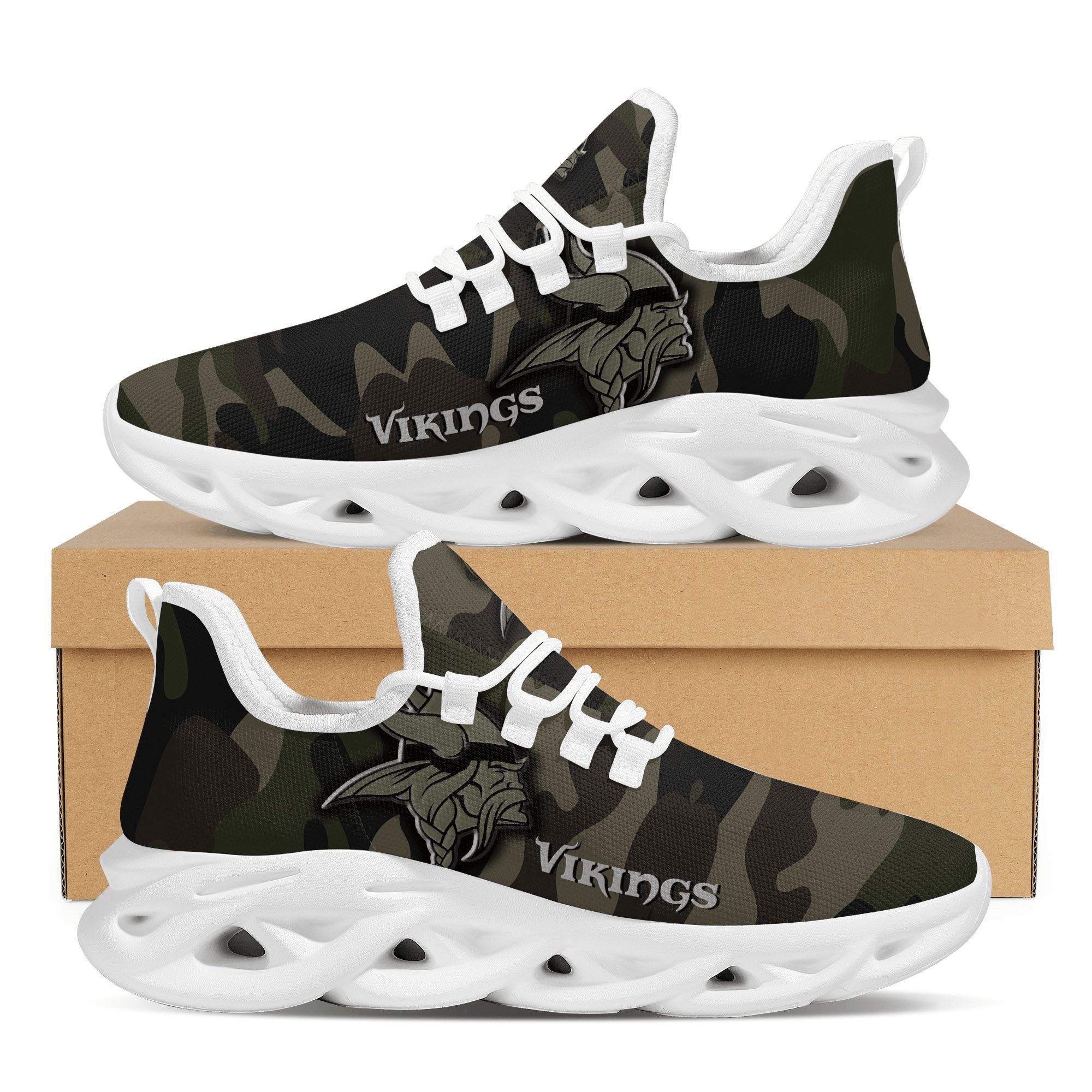 Minnesota Vikings Camo Camouflage Design Trending Max Soul Clunky Sneaker Shoes For Mens MS9343