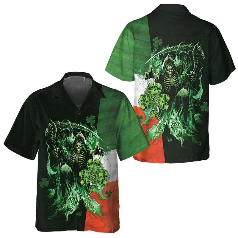 Hawaiian Aloha Shirts St Patrick’S Day Irish Grim Reaper