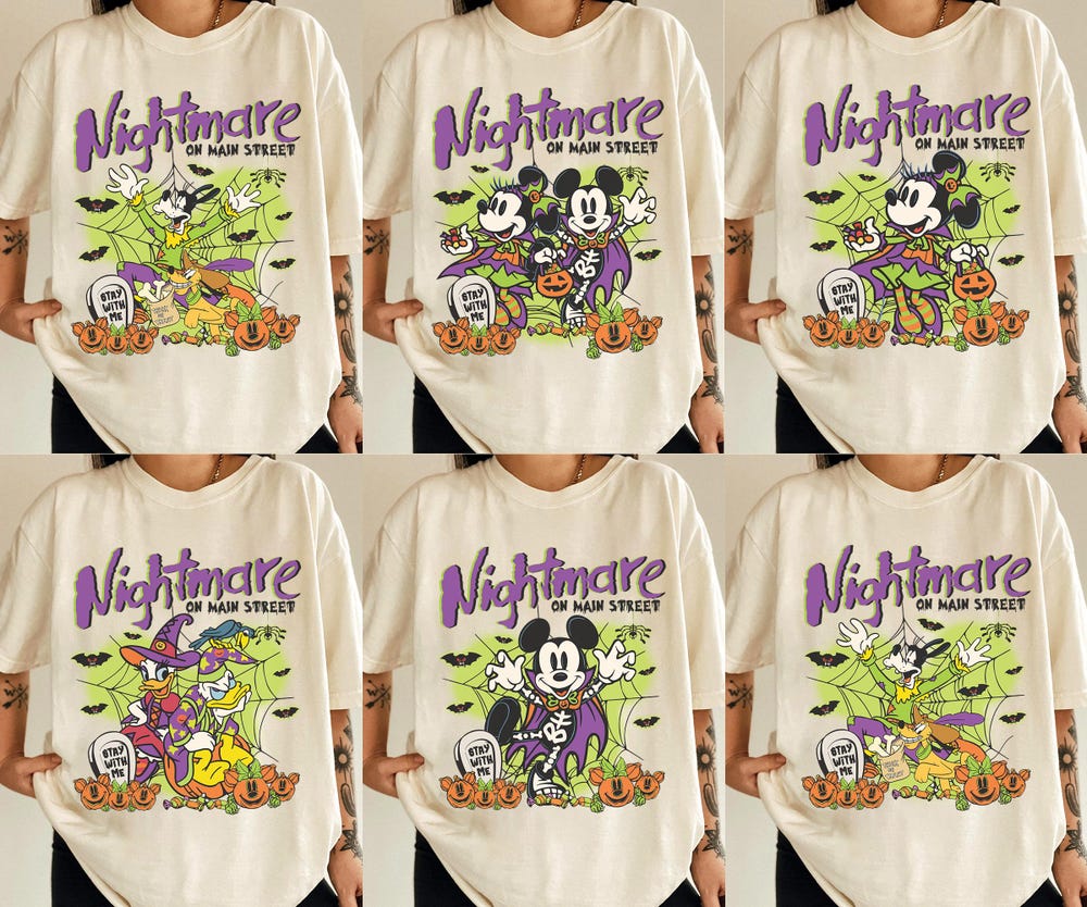 Retro Nightmare on Main Street Disney Halloween Shirt, Mickey's Not So Scary Halloween Party, Disneyland Halloween Shirt, Mickey Halloween  - Onlyshirt Fashion