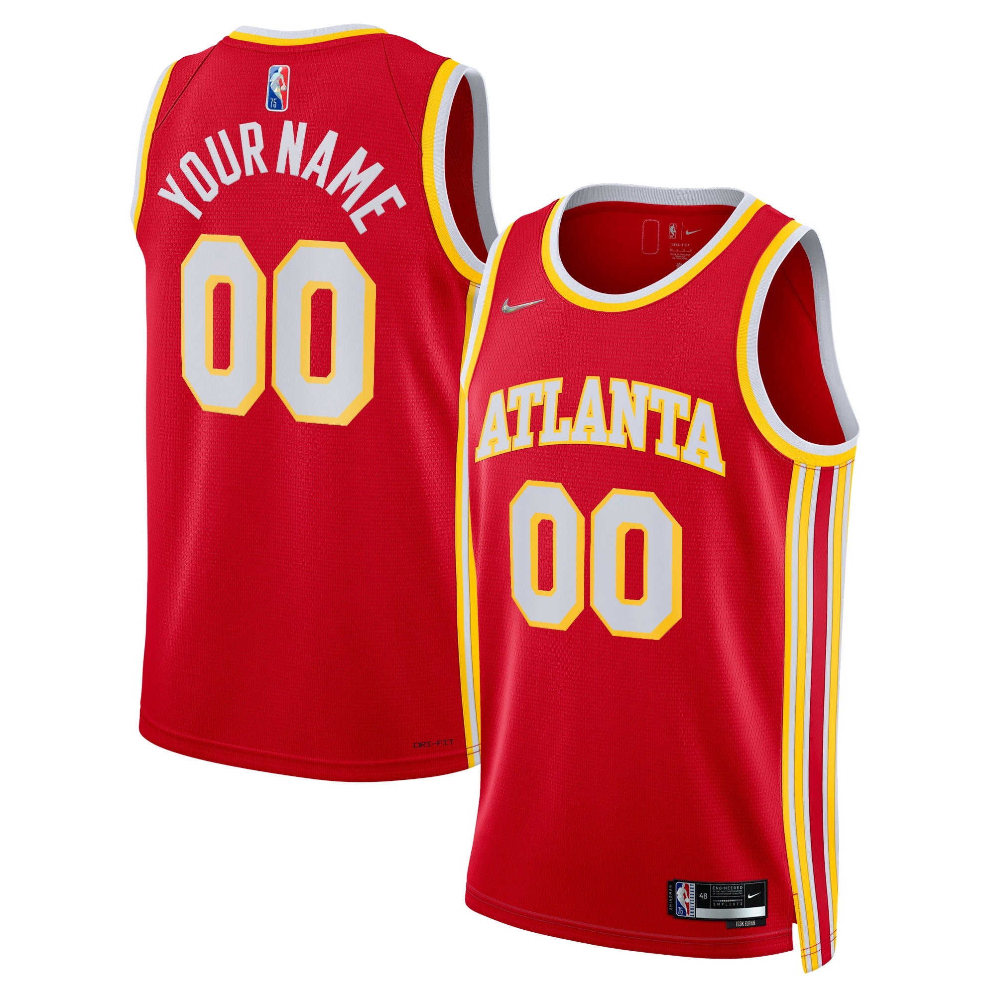 Atlanta Hawks Nike 2021/22 Diamond Swingman Custom Jersey – Icon Edition – Red