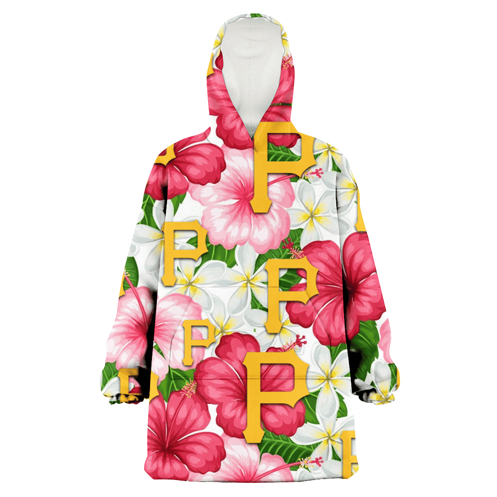 Pittsburgh Pirates White Porcelain Flower Pink Hibiscus White Background 3D Printed Hoodie Blanket Snug Hoodie