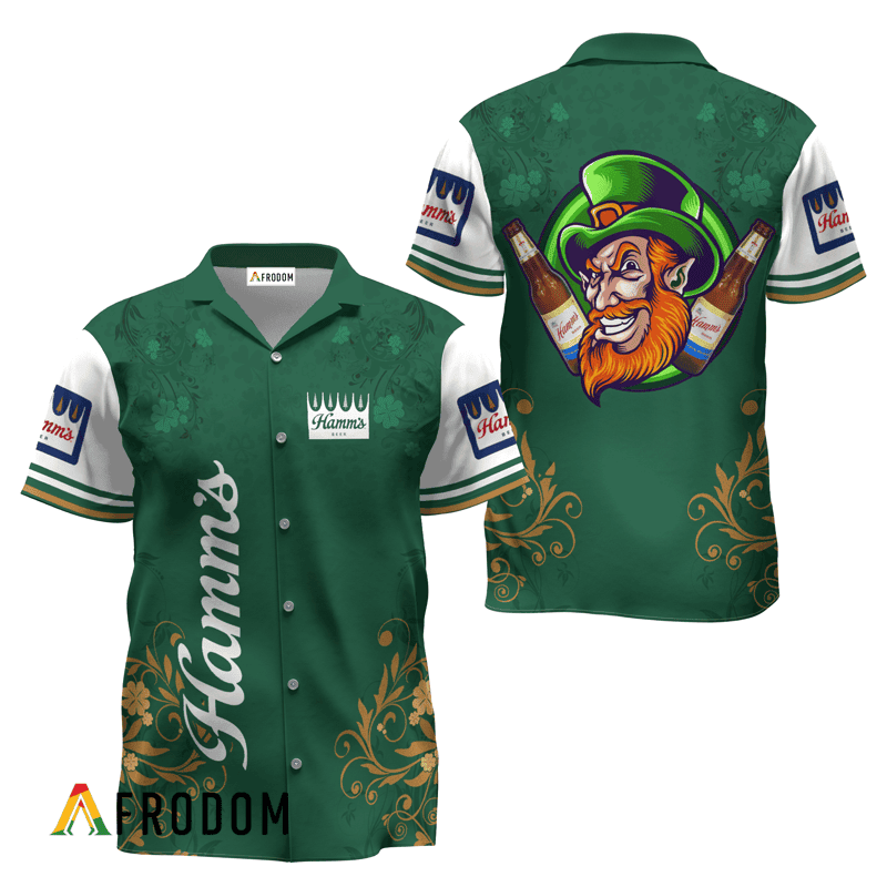 Hamm’S Beer St. Patrick’S Day Leprechaun Hawaiian Shirt