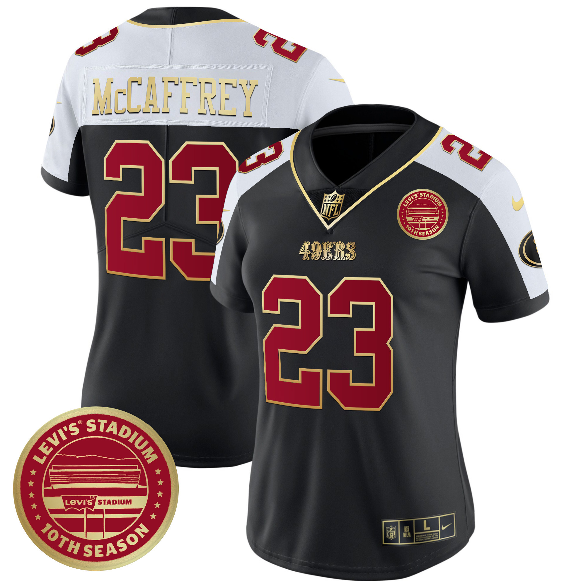 Women’S 49Ers Levi’S Stadium 10Th Season Patch Vapor Limited Jersey – All Stitched