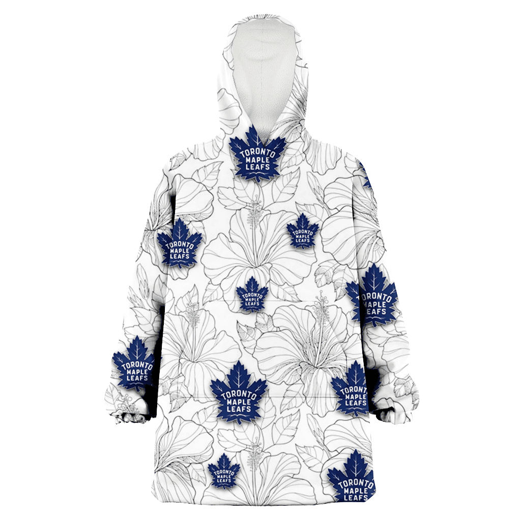 Toronto Maple Leafs Sketch Hibiscus White Background 3D Printed Hoodie Blanket Snug Hoodie