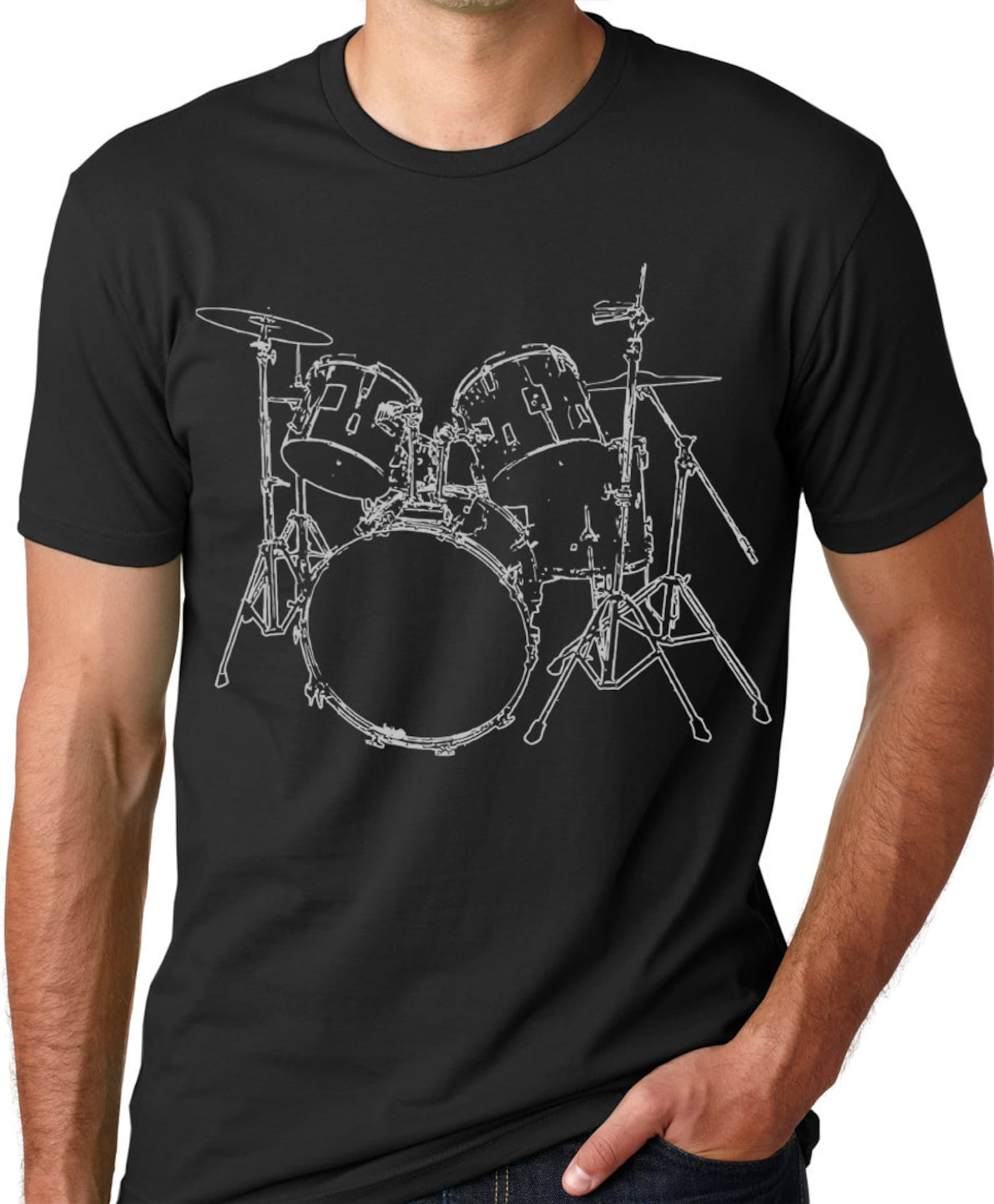 Drums T shirt cool Musician T-shirt screenprinted DRUMER Tee