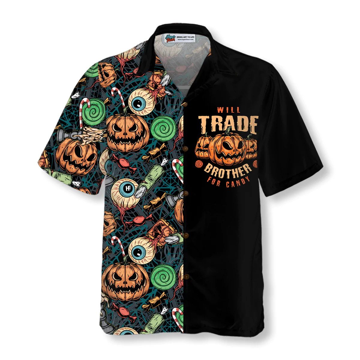 Vintage Halloween Scary Pumpkin Hawaiian Shirt