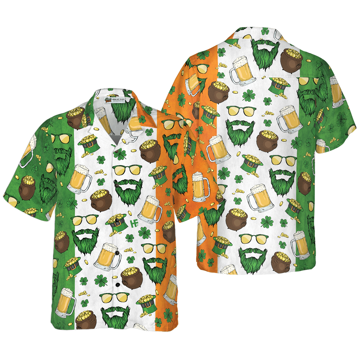 Beard Saint Patrick’S Day Seamless Pattern Hawaiian Shirt