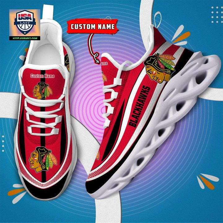 Chicago Blackhawks Custom Name Red Black Max Soul Shoes Ver 01