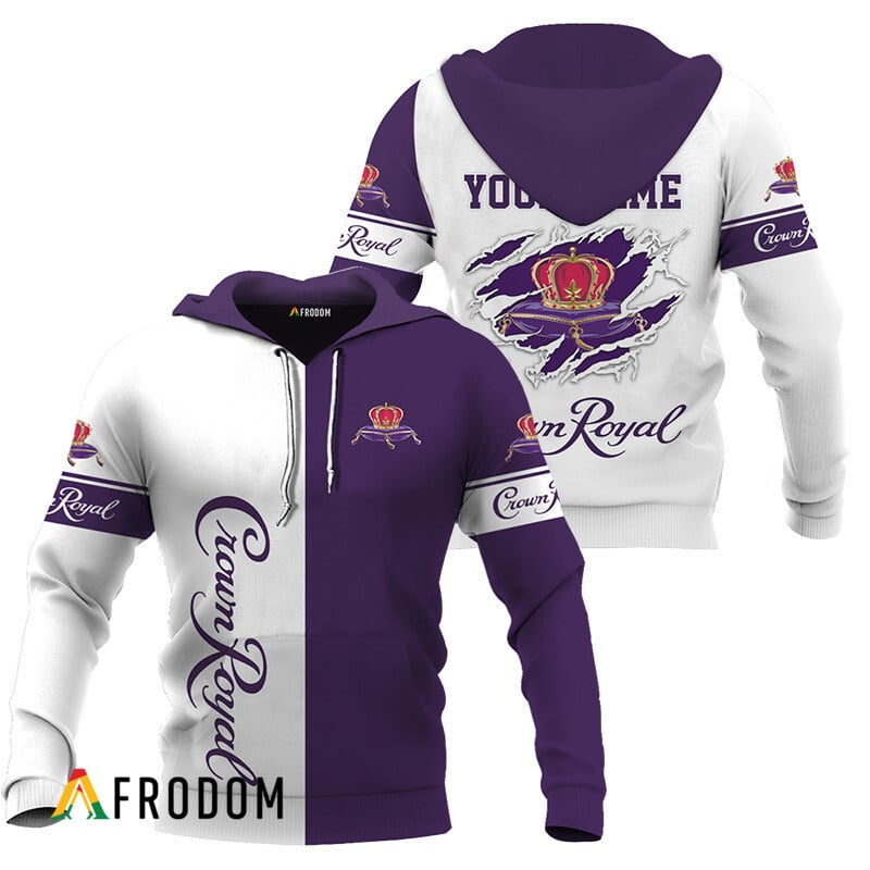 Personalized White And Purple Crown Royal Claw Hoodie & Zip Hoodie