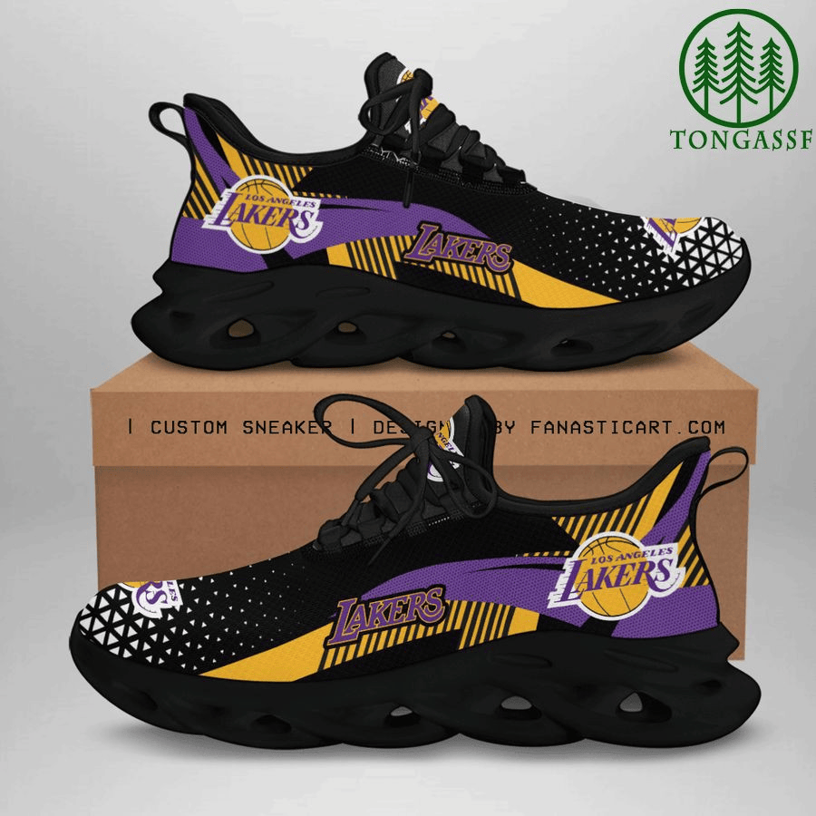 NBA Los Angeles Lakers Black Gold Max Soul Shoes Sport Sneakers Ver 03