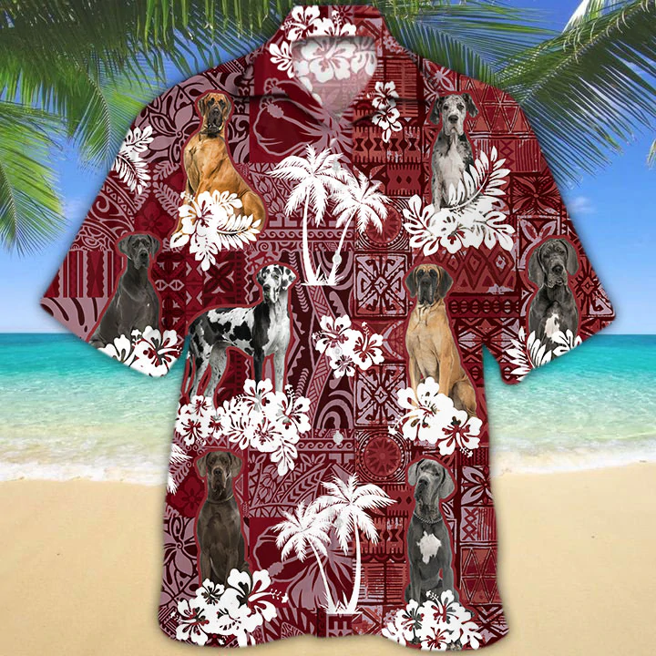 Great Dane Hawaiian Shirt, Gift For Dog Lover Shirts, Men’S Hawaiian Shirt