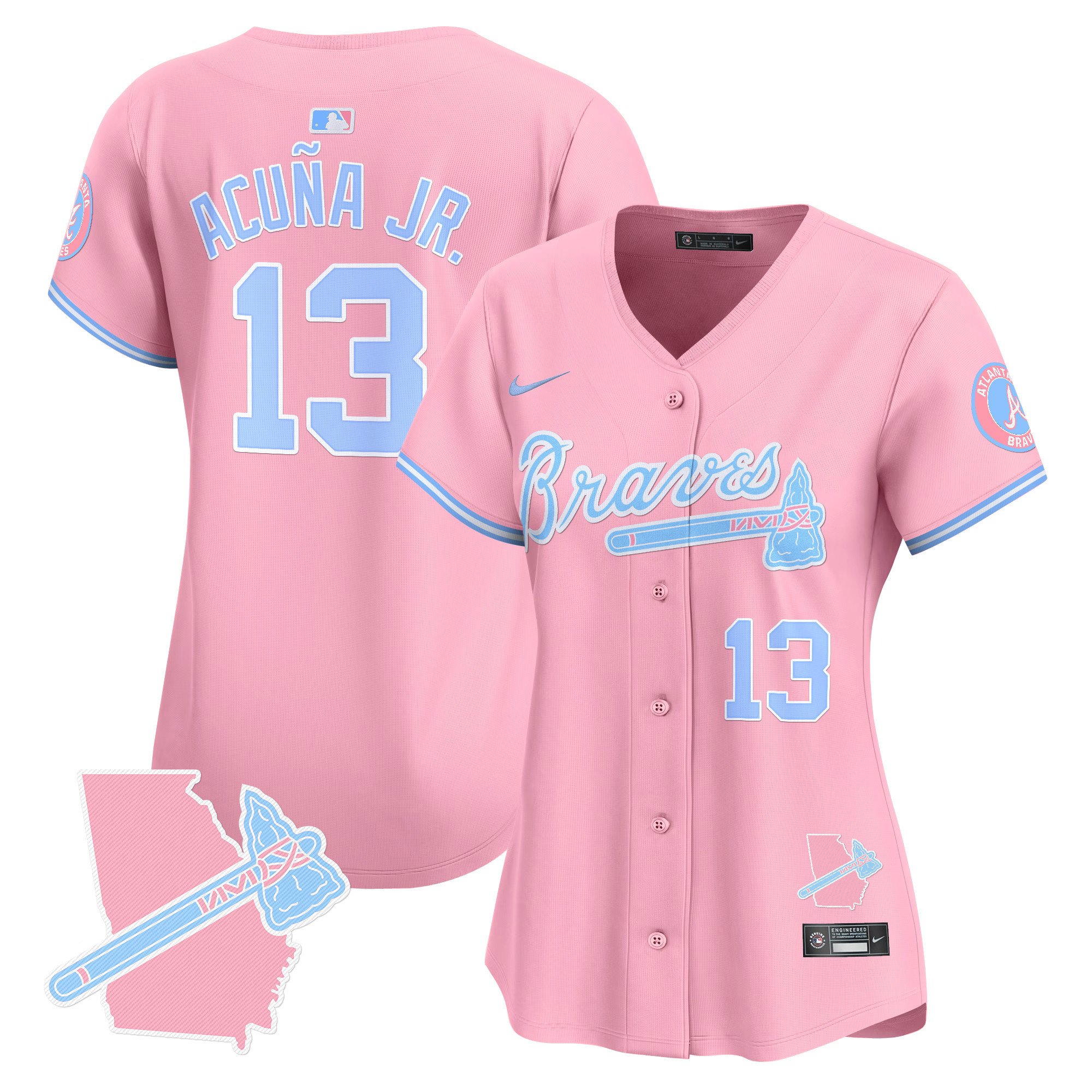 Women’S Atlanta Braves Bubblegum Pink Vapor Premier Limited Jersey – All Stitched