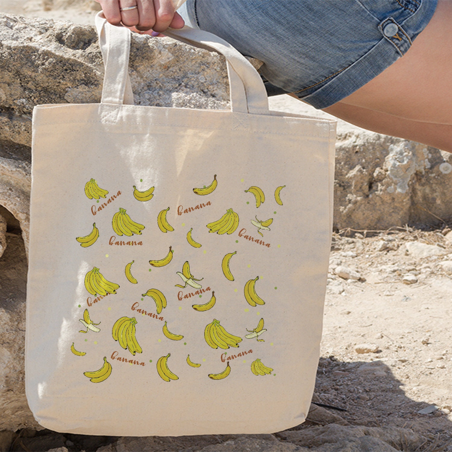 Banana Tote Bag, Graphic Canvas Tote Bag, Fruit Tote, Banana Tote, Banana Lovers Gift, Birthday Tote Bag Gift, Tote Bag For Girls