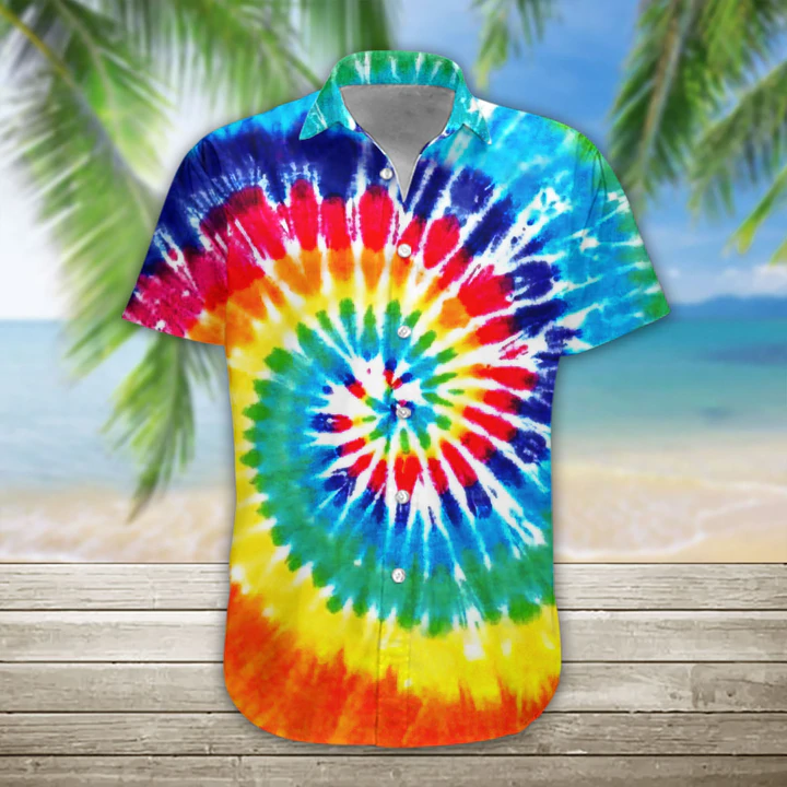 3D Tie Dye Hawaiian Shirt Casual Button Down Shirts Short Sleeve, Hawaiian Shirt For Men, Women