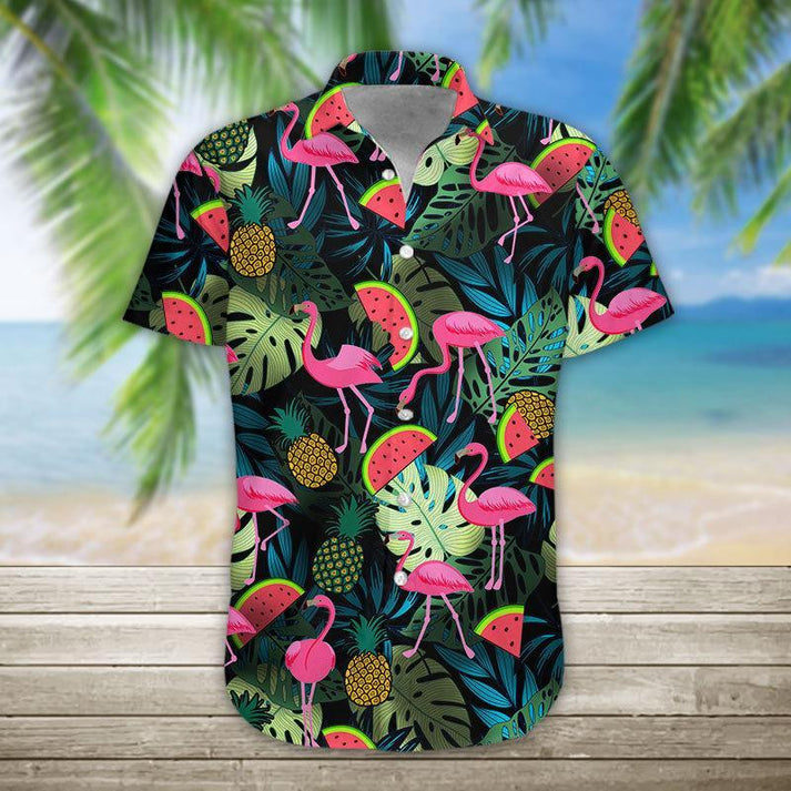 Lovelypod – 3D Flamingo Hawaii Shirt, Hawaiian Shirts For Men Short Sleeve Aloha Beach Shirt