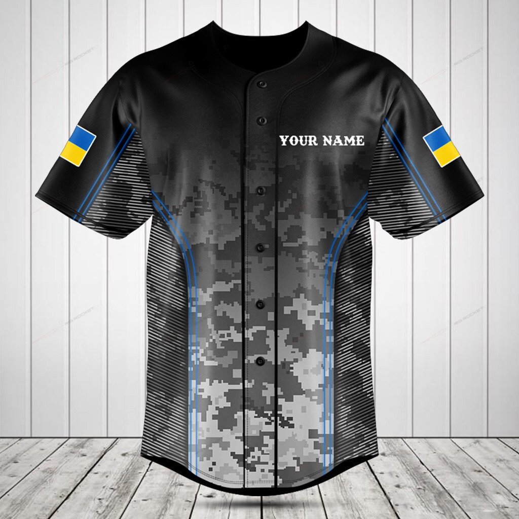 Merchcustom Ukraine Camo Motto Custom Baseball Jersey For Fan