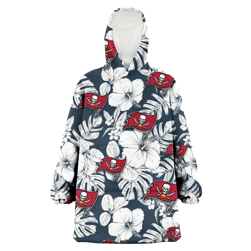 Tampa Bay Buccaneers Sketch Hibiscus Leaf Dark Gray Background 3D Printed Hoodie Blanket Snug Hoodie