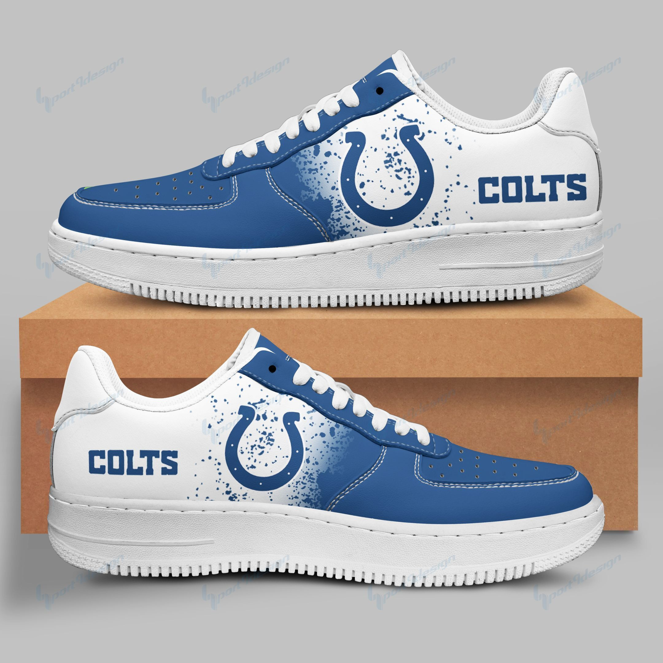 Indianapolis Colts White Sole Air Force 1 Sneakers