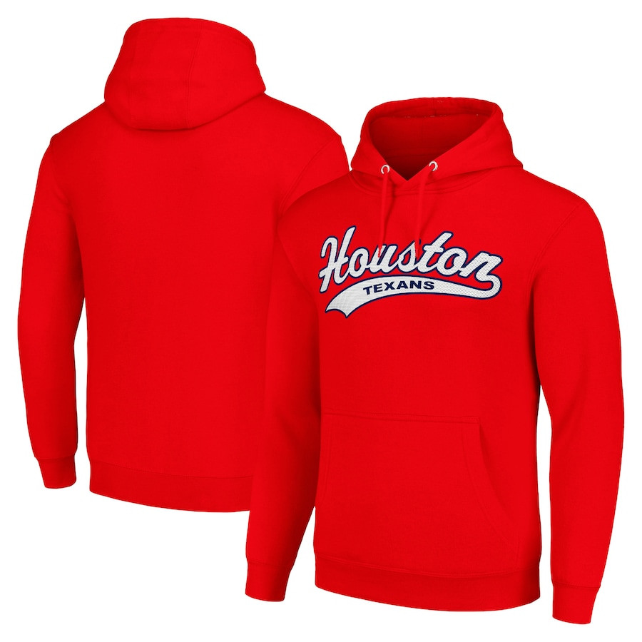 Houston Texans NFL White Team Name Tailsweep Red Print 2D Hoodie