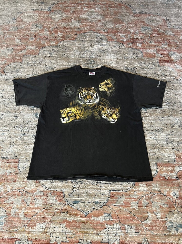 Vintage Kansas City Zoo Tiger Lion Cheetah Jaguar Leopard Cats Shirt