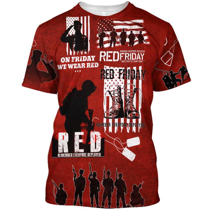 On Friday We Wear Red – Unisex Hawaiian Shirt – Veteran 3D All Over Printed – Us Veteran 3D Shirt, Hoodie, Hawaiian Shirt