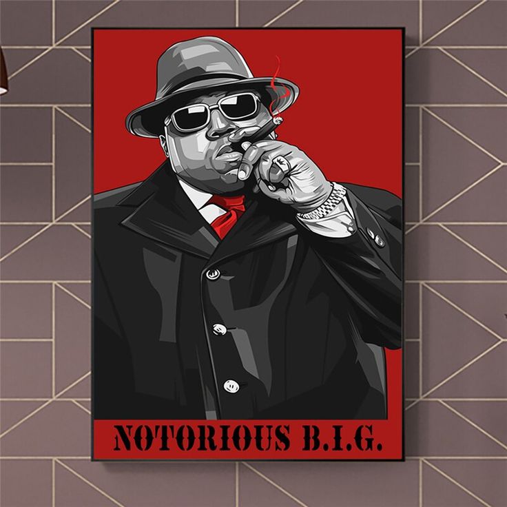 Biggie Smalls The Notorious B.I.G. Singer Canvas Wall Art Black Framed Poster-12×16 Inch