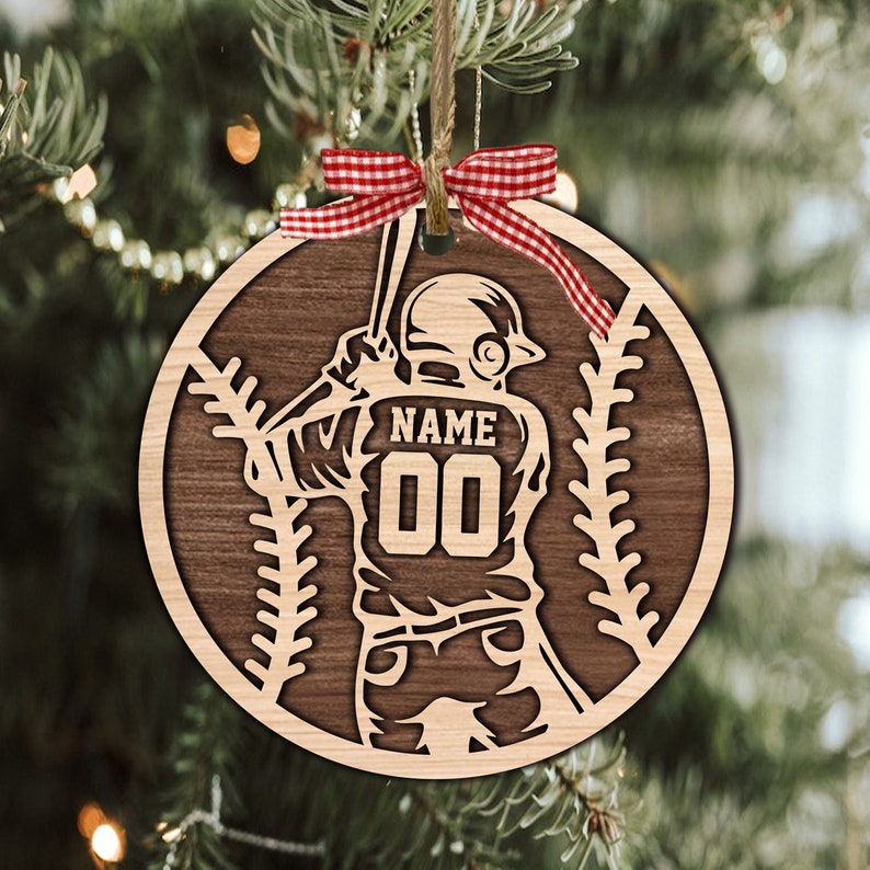 Personalized Baseball Wood Christmas Ornament, Custom Name Number Baseball Player, Baseball Keepsake, Baseball Lovers Gift x Trending Fashion by Shirtslive Where Art Meets Style