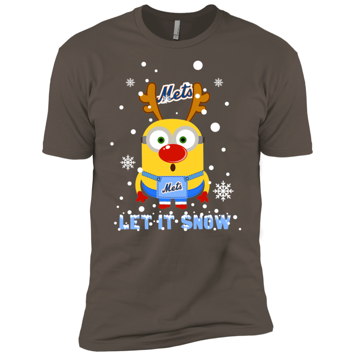 Find Minion New York Mets Ugly Christmas Sweaters Let It Snow Men’s T-Shirt